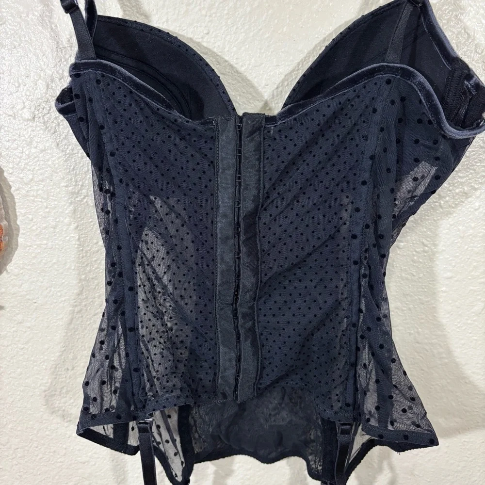 Intimissimi Black Polka-Dot Sheer Mesh Lingerie Set Size S